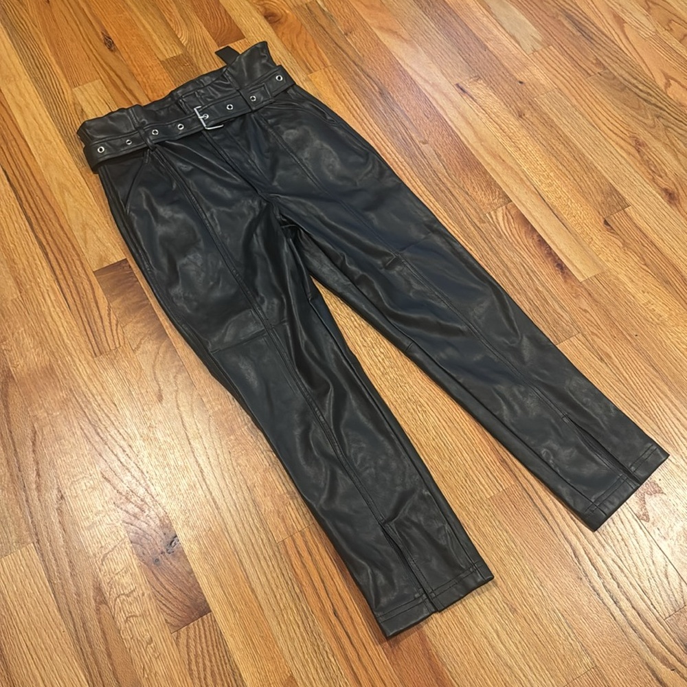 Blank NYC Belted Faux Leather Front Slit Pants - Picture 11 of 12